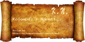 Kolompár Nanett névjegykártya
